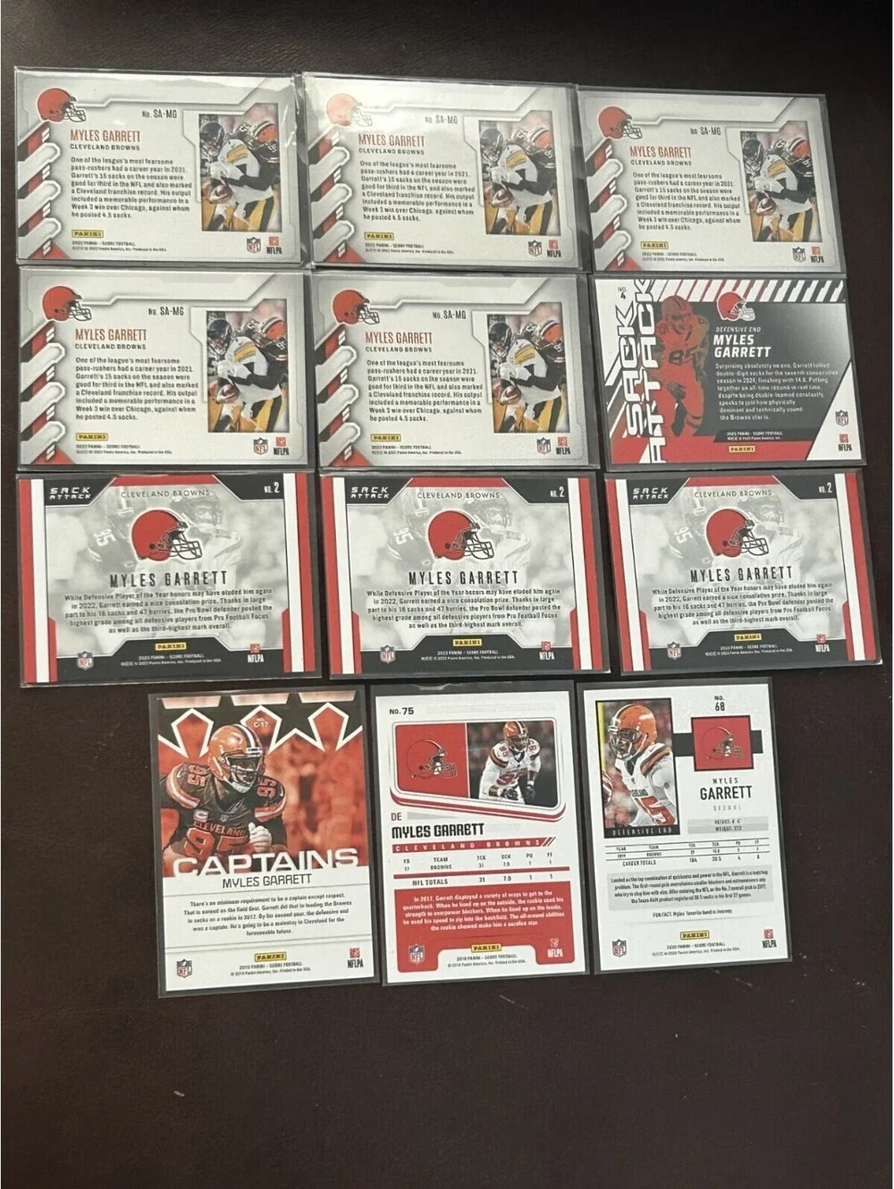 32 CARD MYLES GARRETT PANINI COLLECTION NM SCORE SACK ATTACK/CAPTAINS/GAME FACE+